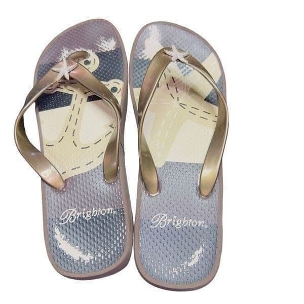 BRIGHTON Shoes Starfish Silvertone Detail Brown Flip Flops Brighton Sandals Flat - Thumbnail 2