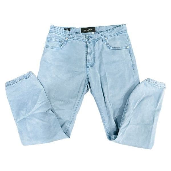 KITON Blue Lyocell Cotton Elastane Pants 5 Five Pocket Jeans Denim Button Fly Sl - Thumbnail 3