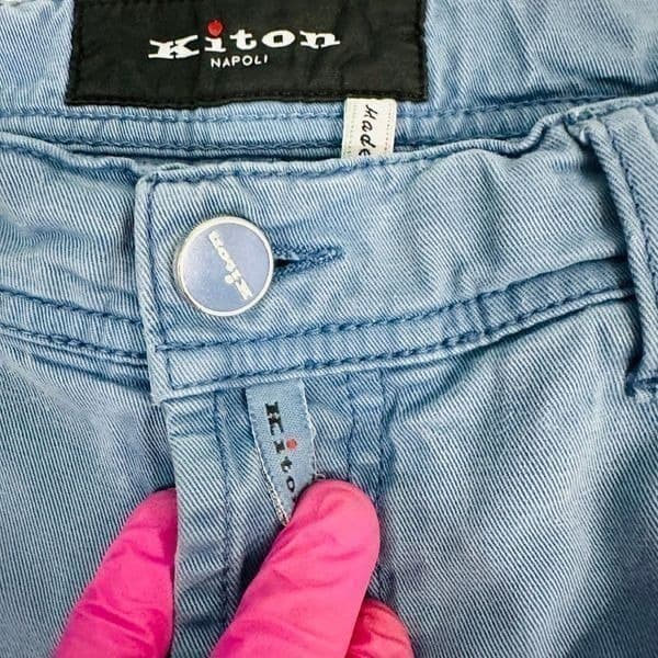 KITON Blue Lyocell Cotton Elastane Pants 5 Five Pocket Jeans Denim Button Fly Sl - Thumbnail 9