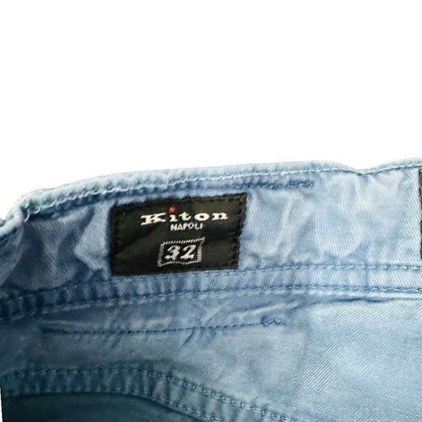 KITON Blue Lyocell Cotton Elastane Pants 5 Five Pocket Jeans Denim Button Fly Sl - Thumbnail 10