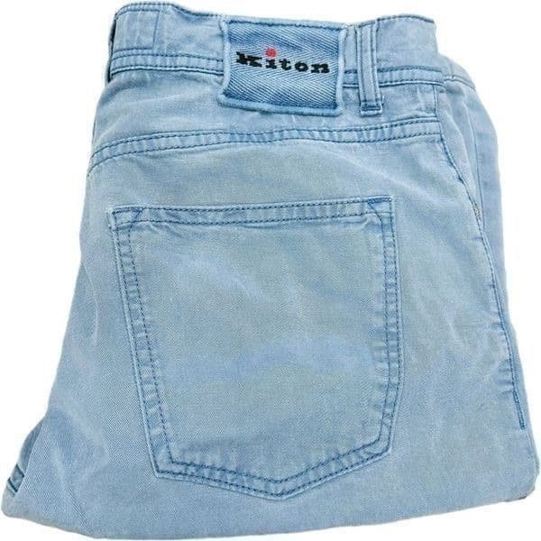 KITON Blue Lyocell Cotton Elastane Pants 5 Five Pocket Jeans Denim Button Fly Sl - Thumbnail 2