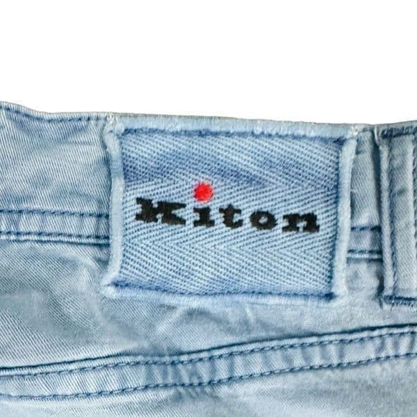KITON Blue Lyocell Cotton Elastane Pants 5 Five Pocket Jeans Denim Button Fly Sl - Thumbnail 6