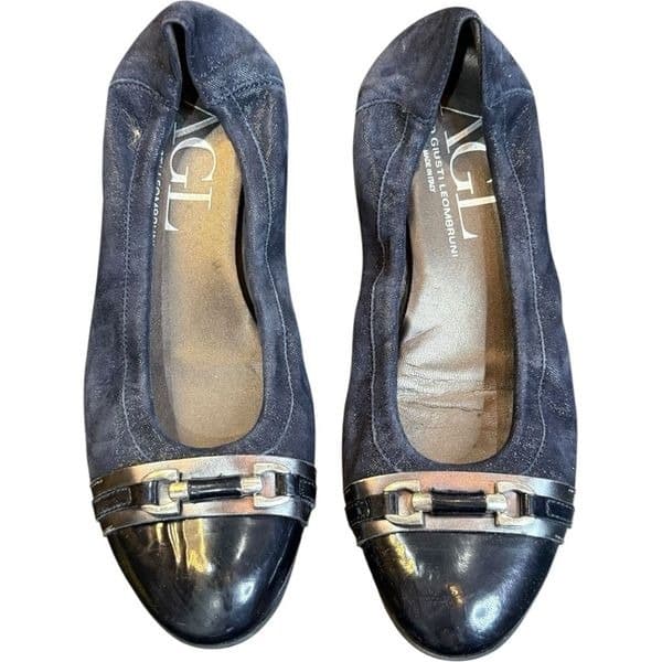 AGL Attilio Giusti Leombruni Monika Suede Patent Leather Italy Round Cap Toe Bal - Image 1