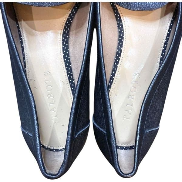 TALBOTS Black Pebbled Leather Shoes Flats Slip Ons Loafers Versatile Work Everyd - Thumbnail 5