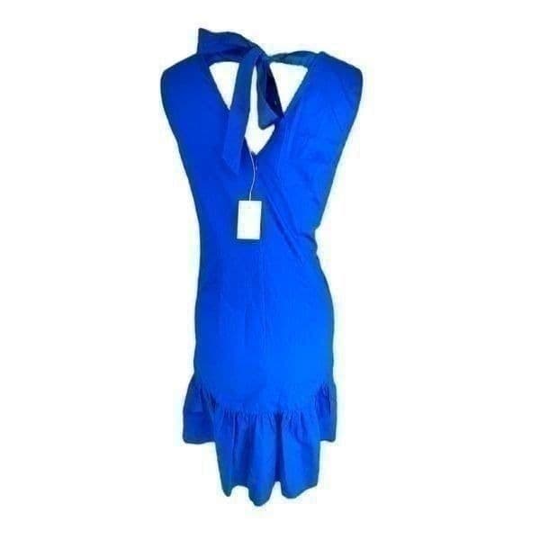 NWT J. Crew A-Line Bright Purple/Blue Halter Style Dress Size Small - Thumbnail 3