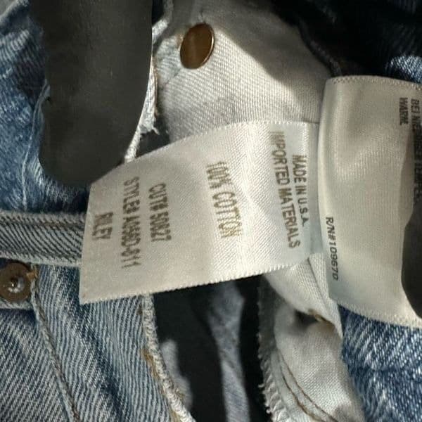 AGOLDE Riley Light Wash High Rise Button Fly Ankle Crop Distressed Hem Denim Jea - Thumbnail 4