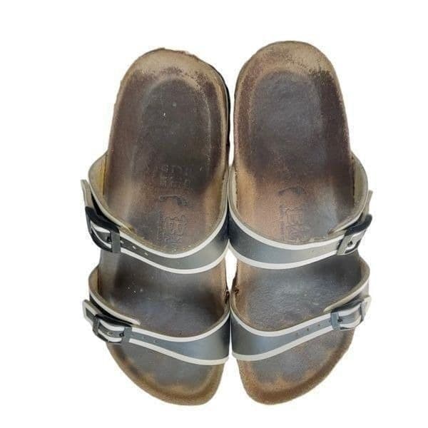 Birkis By Birkenstock Black And White Striped Sandals Size 38 (US 7.5-8) - Image 1