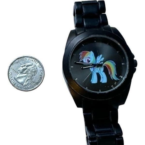 HASBRO MY LITTLE PONY 2014 HOT TOPIC Rainbow Dash Black Stainless Steel Analog W - Thumbnail 2