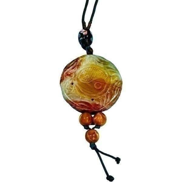 JADE Jadeite Long Yin Yang Oriental Antique Vintage Circle Carved Pendant Neckla - Thumbnail 5