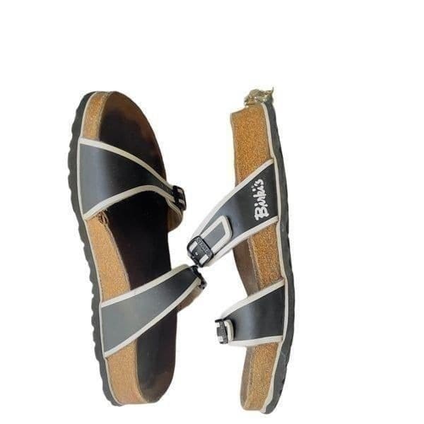 Birkis By Birkenstock Black And White Striped Sandals Size 38 (US 7.5-8) - Thumbnail 2