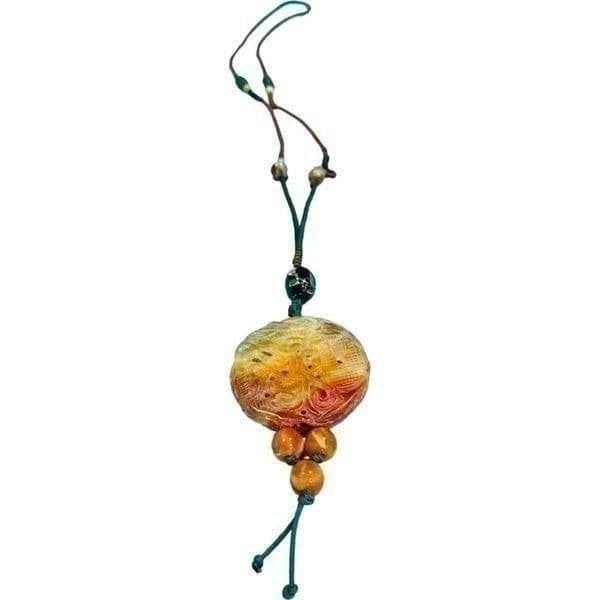 JADE Jadeite Long Yin Yang Oriental Antique Vintage Circle Carved Pendant Neckla - Thumbnail 4