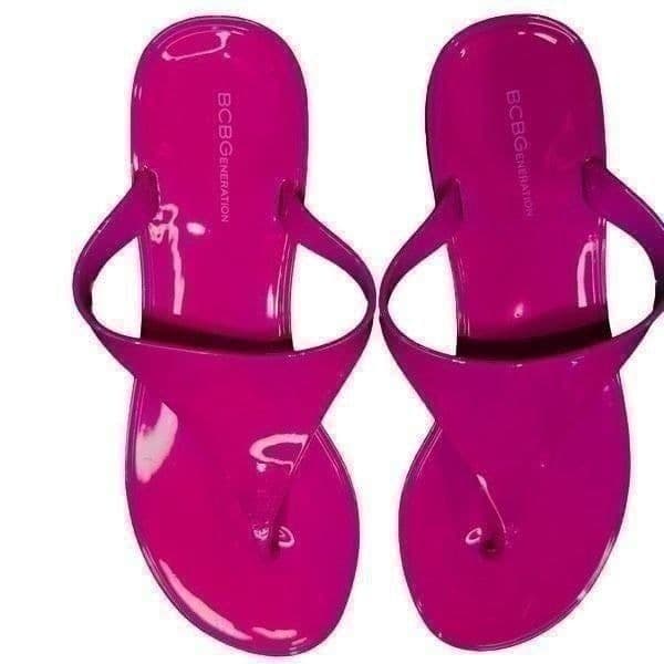 BCBG Shiny Magenta Ounk Fluo Flop Sandals BCBG Shoes Size 6 NWOT - Thumbnail 2