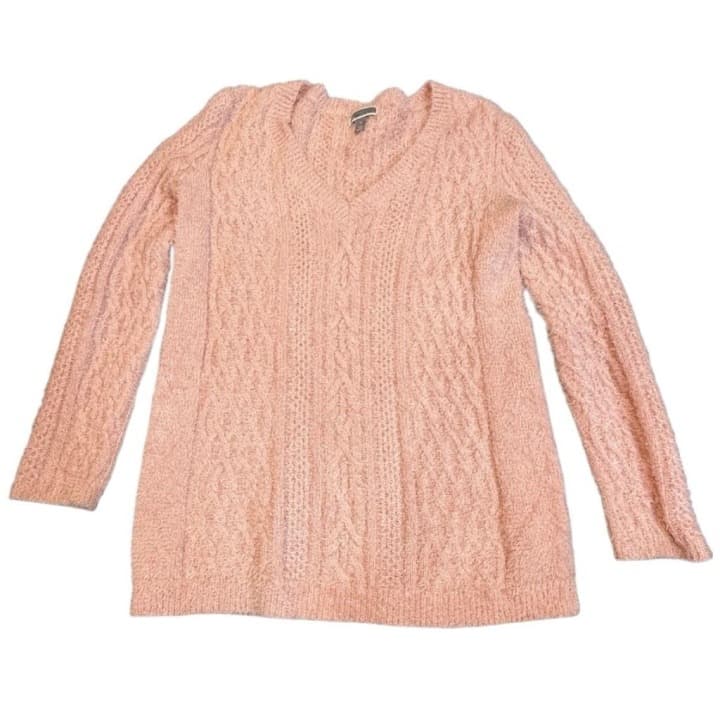 CHELSEA28 x Anthropologie Wool Cashmere Blend Textured Fuzzy Cable Knit Sweater - Thumbnail 3