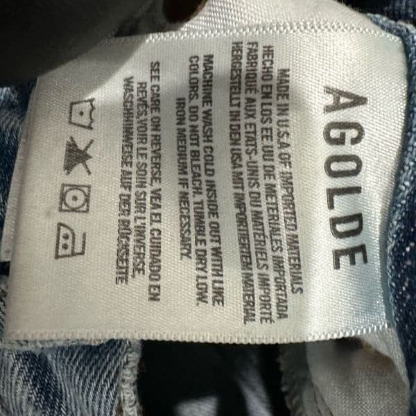 AGOLDE Riley Light Wash High Rise Button Fly Ankle Crop Distressed Hem Denim Jea - Thumbnail 3