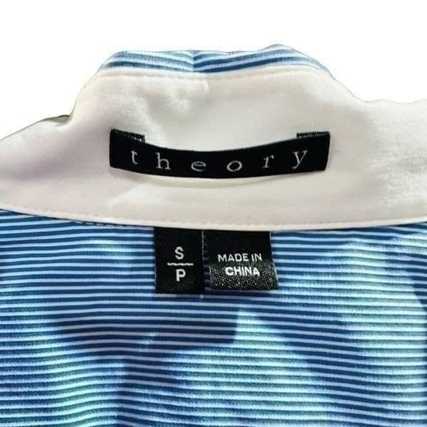 THEORY Striped Bottom Down Collared Dress Shirt Top Blouse Size Small - Thumbnail 3