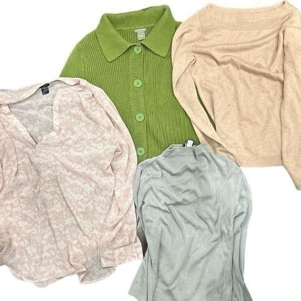 Lot of 4x ANN TAYLOR Sweaters Knit Pullover Blouse Cardigan with Pockets Size Me - Image 1