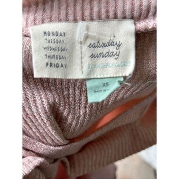 ANTHROPOLOGIE SATURDAY SUNDAY Stretch Ribbed Light Pink Cold Shoulder Long Sleev - Thumbnail 2