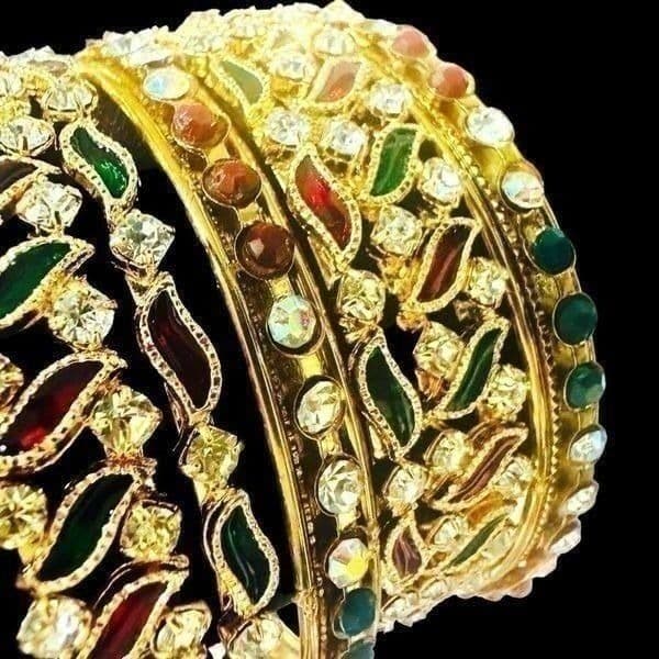 9x BULK LOT SILVER & GOLD TONE RED GREEN XMAS CHRISTMAS COLORFUL BANGLE BRACELET - Thumbnail 2
