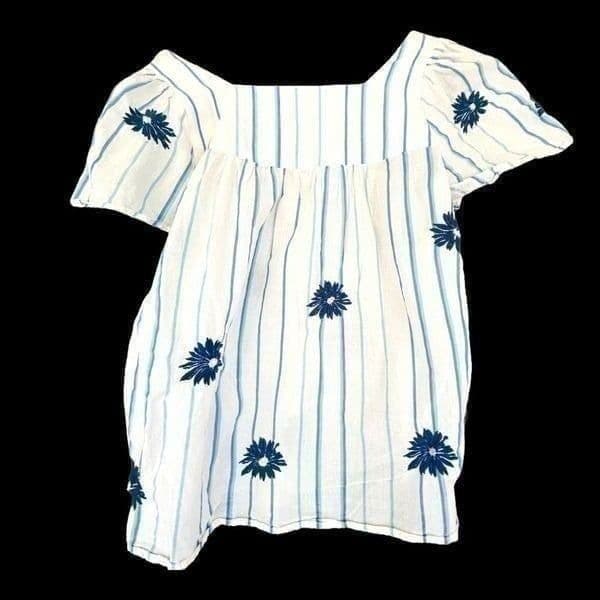 Madewell Tops Madewell Floral Embroidered Butterfly Top In Stripe Size XXS - Thumbnail 2