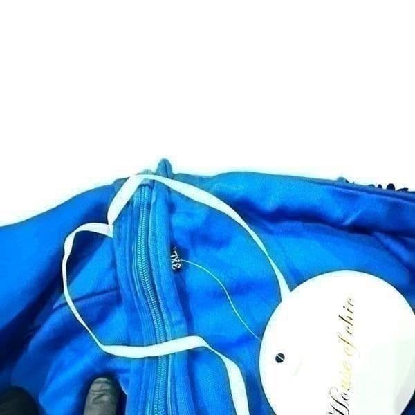 NWT HOUSE OF CHIC Bright Blue One Shoulder All-Over Sequin Evening Gown Semi For - Thumbnail 5