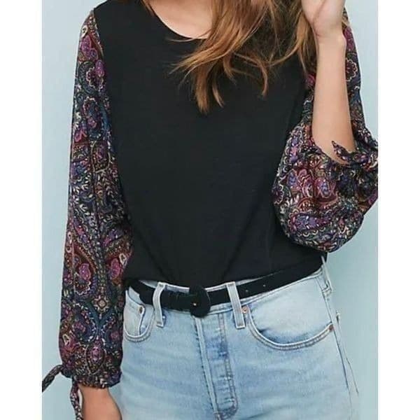 ANTHROPOLOGIE Maybelle Tied Sleeve Top By Akemi + Kin Size XS - Thumbnail 5