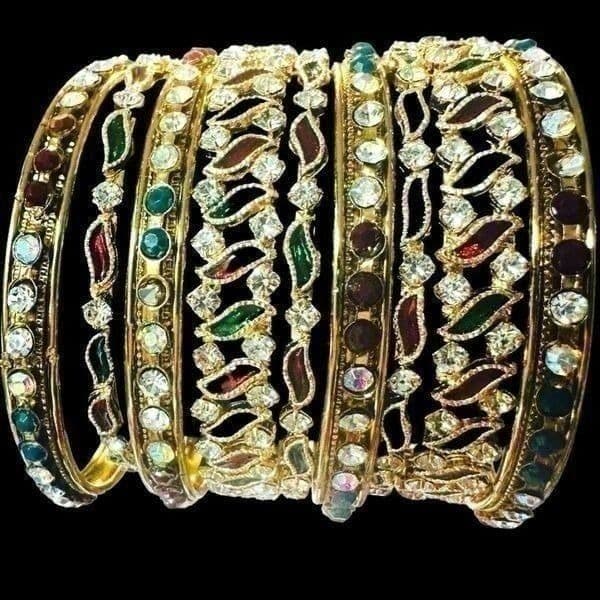 9x BULK LOT SILVER & GOLD TONE RED GREEN XMAS CHRISTMAS COLORFUL BANGLE BRACELET - Thumbnail 4