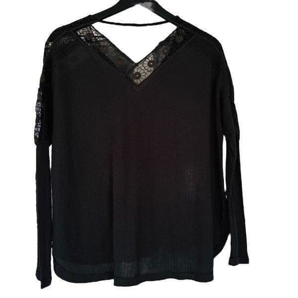FREE PEOPLE Lola Long Sleeve Top in Washed Black Size XS - Thumbnail 2