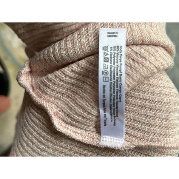 ANTHROPOLOGIE SATURDAY SUNDAY Stretch Ribbed Light Pink Cold Shoulder Long Sleev - Thumbnail 5