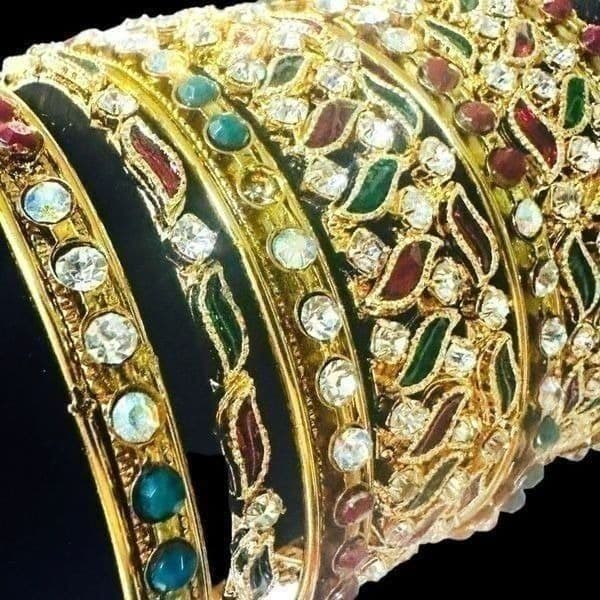 9x BULK LOT SILVER & GOLD TONE RED GREEN XMAS CHRISTMAS COLORFUL BANGLE BRACELET - Thumbnail 3