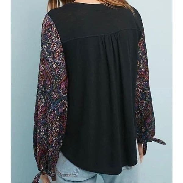 ANTHROPOLOGIE Maybelle Tied Sleeve Top By Akemi + Kin Size XS - Thumbnail 7