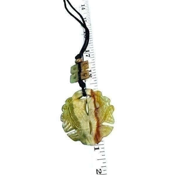 JADE JADEITE Antique Vintage Koi Fish Oriental Carved Pendant on Silk Cord Long - Thumbnail 5