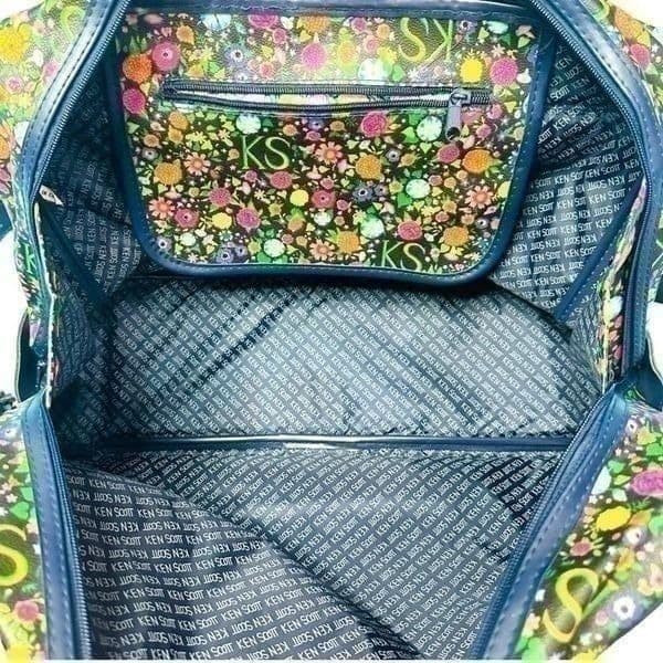 KEN SCOTT Italy Circa 1980s Retro Floral Weekender Convertible Crossbody Duffle - Thumbnail 7