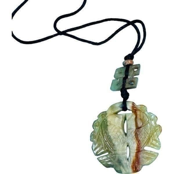 JADE JADEITE Antique Vintage Koi Fish Oriental Carved Pendant on Silk Cord Long - Thumbnail 6