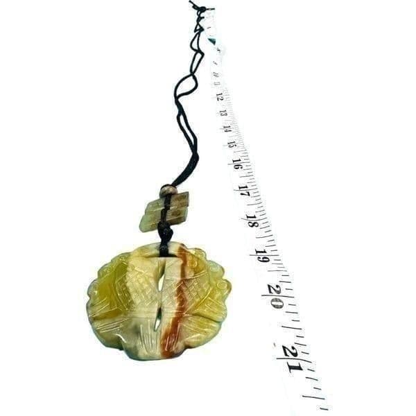 JADE JADEITE Antique Vintage Koi Fish Oriental Carved Pendant on Silk Cord Long - Thumbnail 4