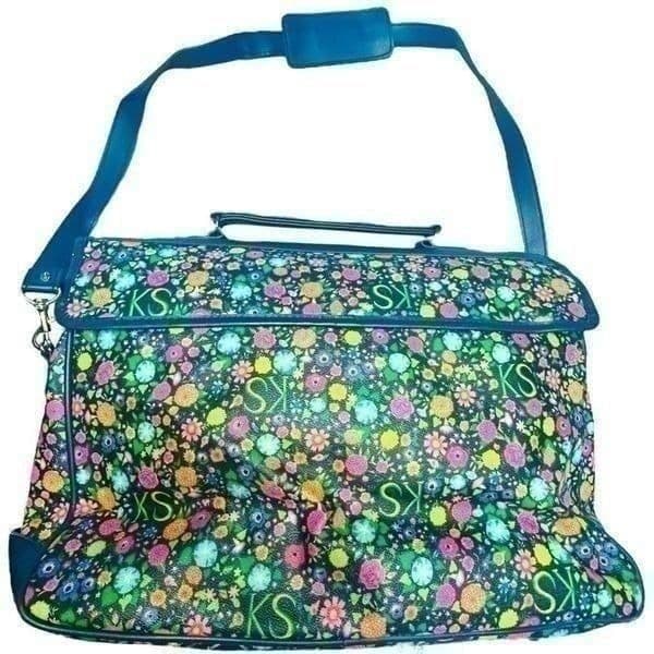 KEN SCOTT Italy Circa 1980s Retro Floral Weekender Convertible Crossbody Duffle - Thumbnail 11