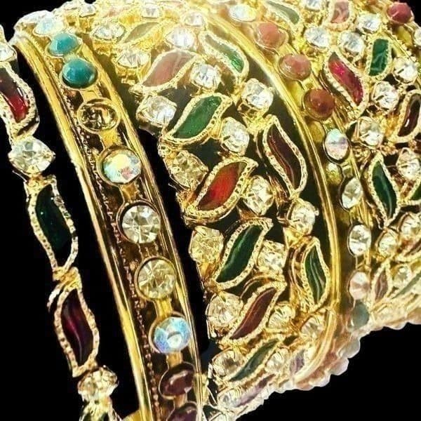 9x BULK LOT SILVER & GOLD TONE RED GREEN XMAS CHRISTMAS COLORFUL BANGLE BRACELET - Thumbnail 5