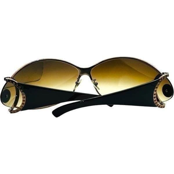 VERSACE Medusa Logo Sunglasses Brown Gold SWAROVSKI Crystal Embellished Shield O - Thumbnail 4