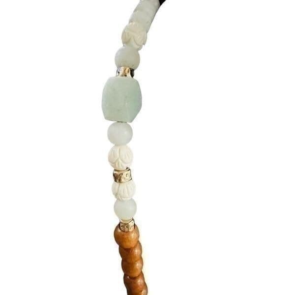 JADEITE Jade Quartz and Nephrite Jade Gemstone Beaded Long Tassel Necklace - Thumbnail 4