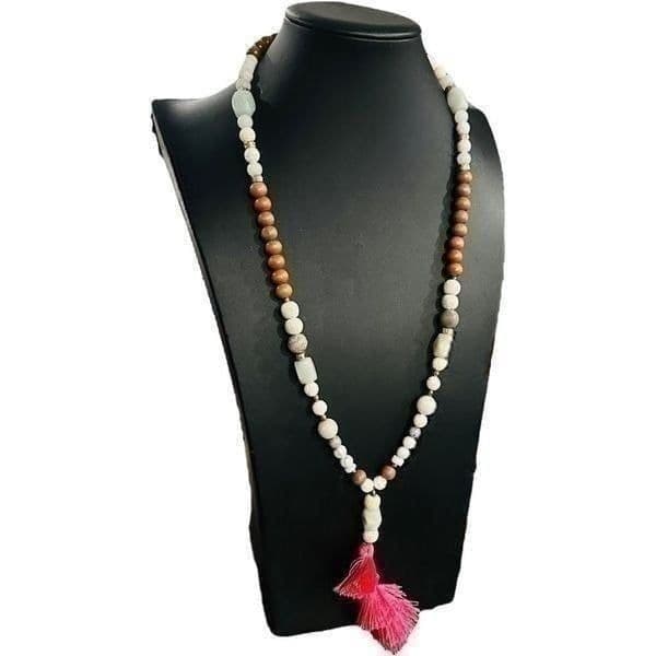 JADEITE Jade Quartz and Nephrite Jade Gemstone Beaded Long Tassel Necklace - Thumbnail 3