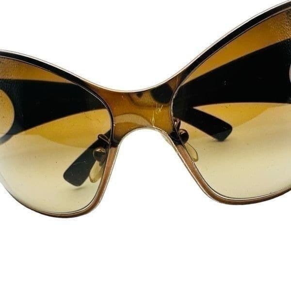 VERSACE Medusa Logo Sunglasses Brown Gold SWAROVSKI Crystal Embellished Shield O - Thumbnail 10