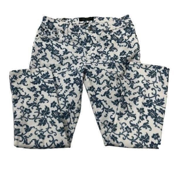 LAUREN RALPH LAUREN Indigo Multi Floral Modern Straight Ankle Cropped Denim Jean - Image 1