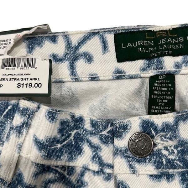 LAUREN RALPH LAUREN Indigo Multi Floral Modern Straight Ankle Cropped Denim Jean - Thumbnail 3