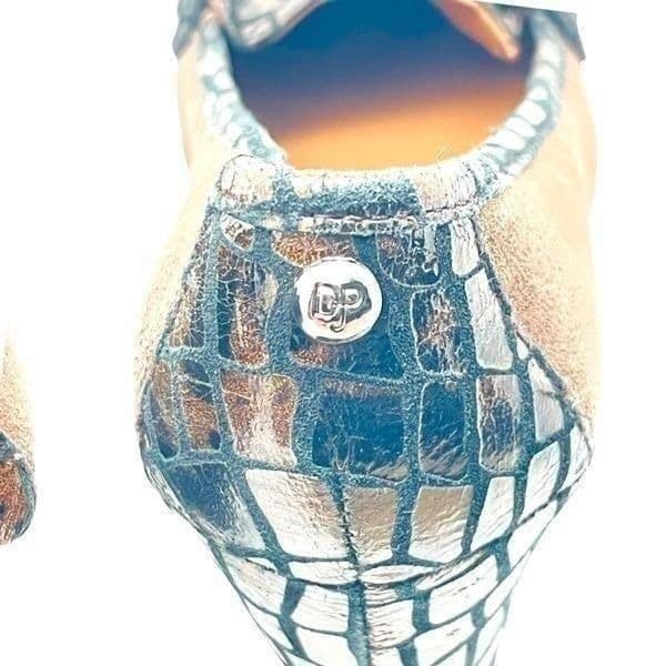 Donald J Pliner NENY CS94 Sleek Pump Suede Leather Croc Embossed Wedge EUC Size - Thumbnail 7