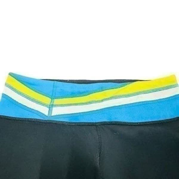 LULULEMON ATHLETICA Yoga Pants Leggings Black Blue White Yellow Striped Tapered - Thumbnail 4