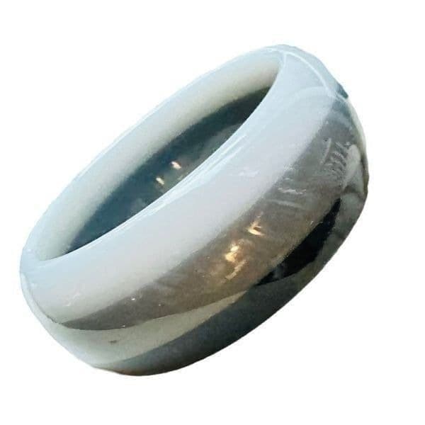 BAKELITE CATELIN 1940s Art Deco Bangle Bracelet Vintage Laminated Black Gray Bak - Thumbnail 3
