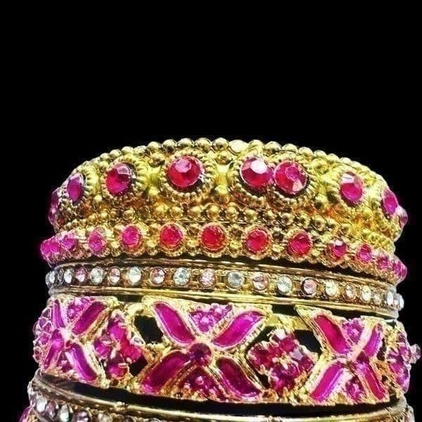 7x BULK LOT PINK & GOLD TONE COLORFUL BANGLE BRACELET Jewelry Rhinestone Wearabl - Thumbnail 4
