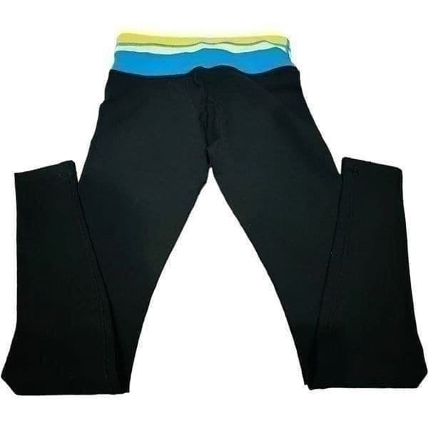 LULULEMON ATHLETICA Yoga Pants Leggings Black Blue White Yellow Striped Tapered - Thumbnail 2