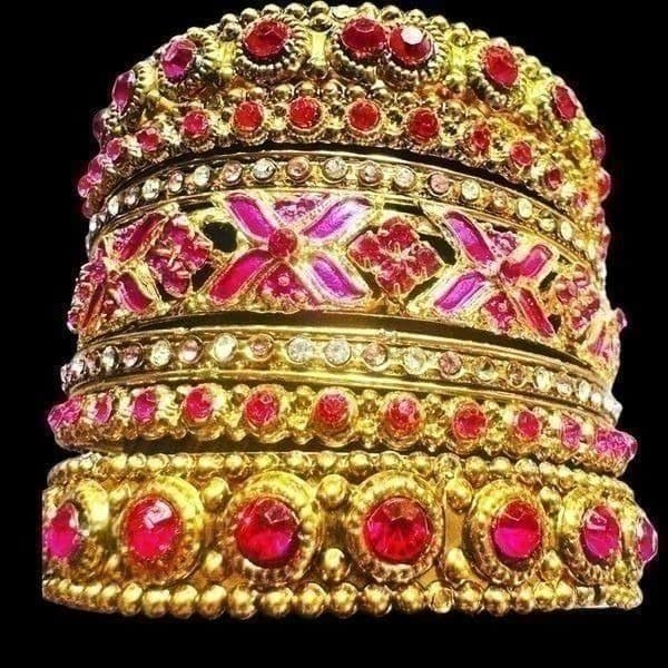 7x BULK LOT PINK & GOLD TONE COLORFUL BANGLE BRACELET Jewelry Rhinestone Wearabl - Thumbnail 2