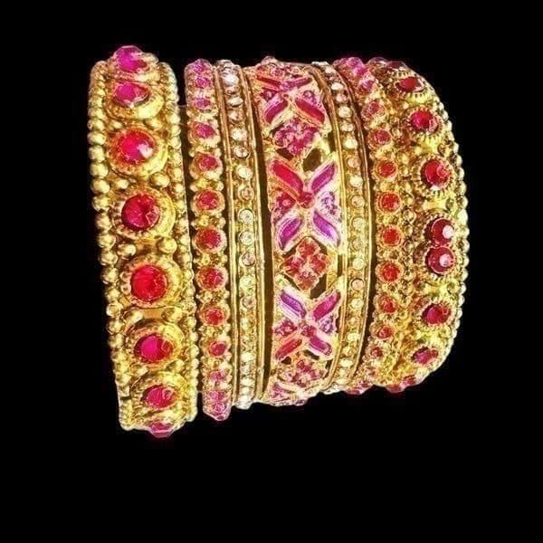 7x BULK LOT PINK & GOLD TONE COLORFUL BANGLE BRACELET Jewelry Rhinestone Wearabl - Thumbnail 3