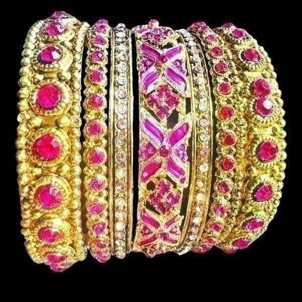 7x BULK LOT PINK & GOLD TONE COLORFUL BANGLE BRACELET Jewelry Rhinestone Wearabl - Image 1
